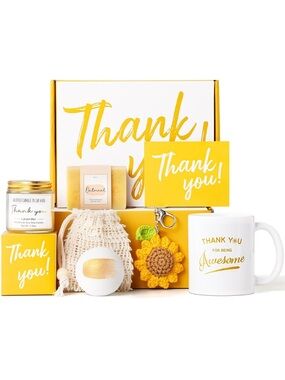 Thank You Gift Set - Yellow & White Appreciation Box teacher mentor